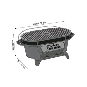 Parrilla al Carbón Hierro Fundido Grillcorp 50x22x30cm