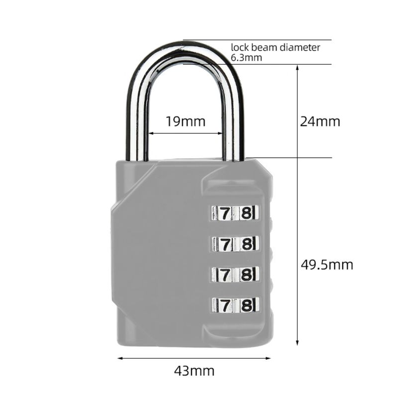 Candado con Clave de 4 Dígitos Plomo Real Plaza