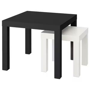 Set de 2 Mesas Auxiliares Minimalistas Bibéi Negro y Blanco