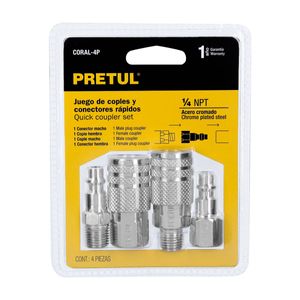 Juego de 2 acoples y 2 conectores Pretul 27020  de 1/4"NPT
