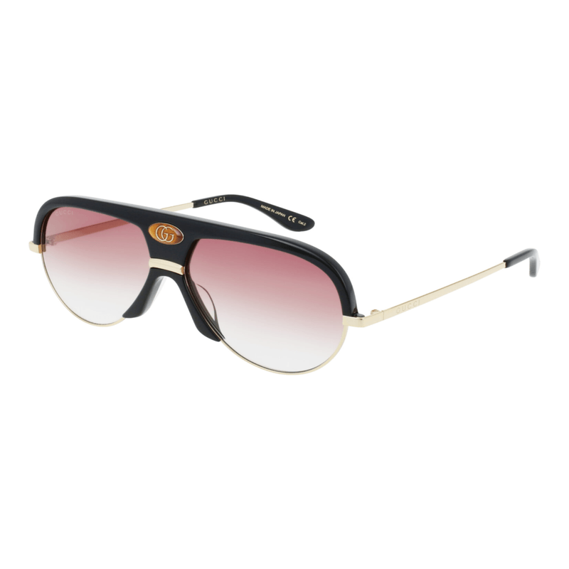 Lentes de Sol Gucci Estilo Aviador GG0477S 30006480 001 para Hombre y Mujer en Negro Oro Rojo Real Plaza