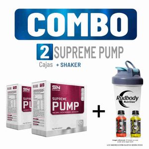 Combo Supreme Nutrition - 2 Supreme Pump Caja 20 Unid Fruit Punch + Shaker