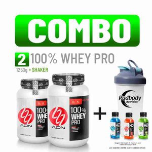 Combo Adn Nutrition - 2 100% Whey Pro 1200gr Chocolate + Shaker