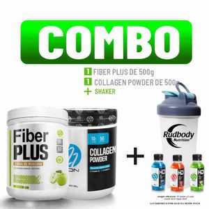 Combo Adn Nutrition - Fiber Plus 500gr Manzana + Collagen Powder 500gr Fruit Punch + Shaker