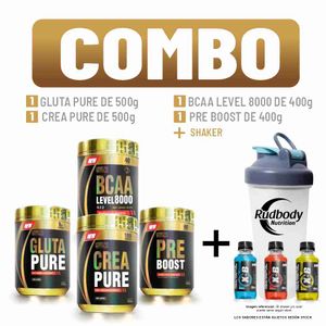 Combo Level-Gluta Pure 500g+Crea Pure 500g+Bcaa Level 400g Blueberry+Pre Boost 400g Blueberry+Shaker
