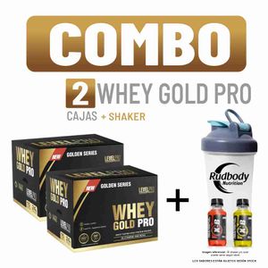 Combo Level Pro - 2 Whey Gold Pro Caja 15 Unid Vanilla Creme + Shaker