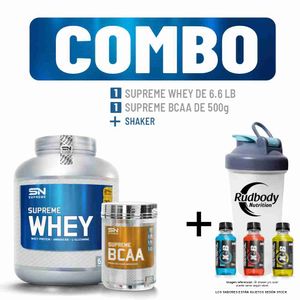 Combo Supreme Nutrition - Supreme Whey 6.6 Libras Chocolate + Supreme Bcaa 500gr Watermelon + Shaker