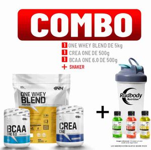 Combo INN - One Whey Blend Pro 5000gr Chocolate+ Crea One 500gr + Bcaa One 500gr Fruit Punch +Shaker