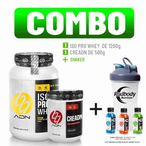 Combo Adn Nutrition - Iso Pro Whey 1200gr Chocolate + Creadn 500gr + Shaker