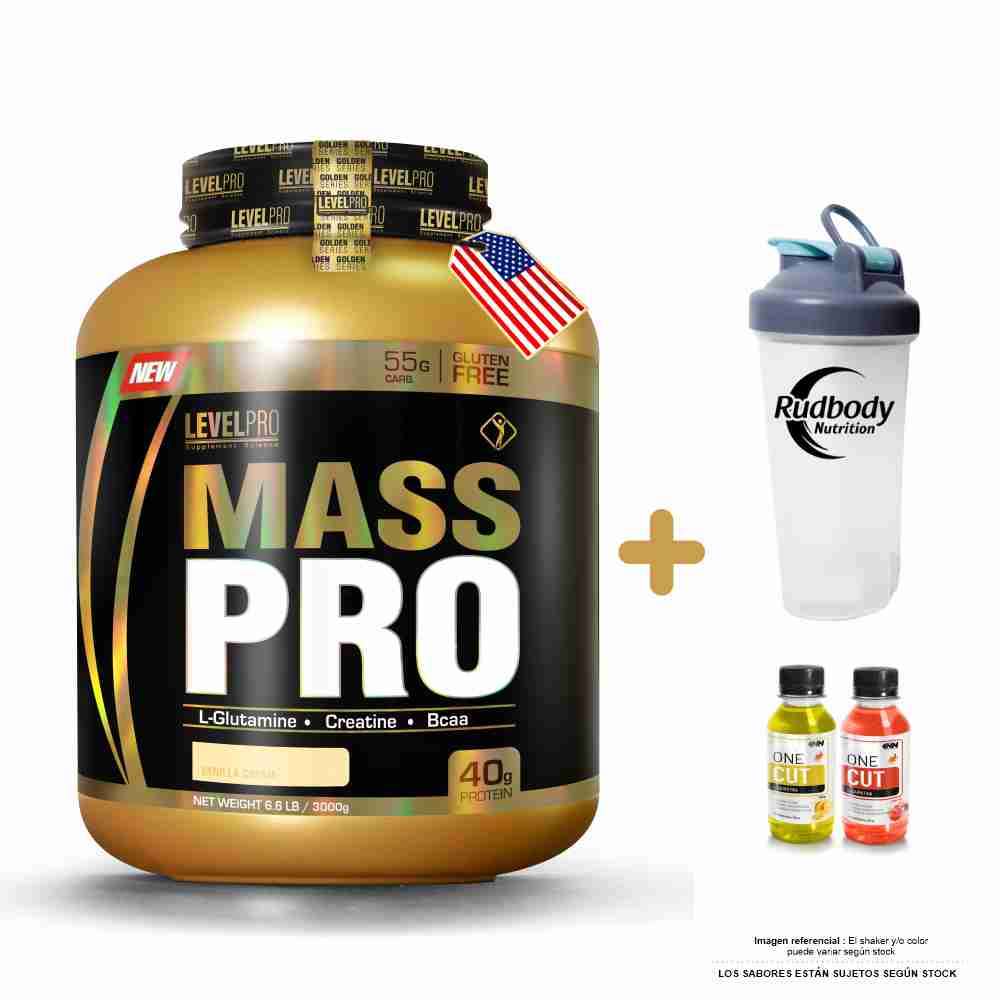 Proteína Level Pro Mass Pro 6.6 Libras Vanilla Creme + Shaker - Real Plaza