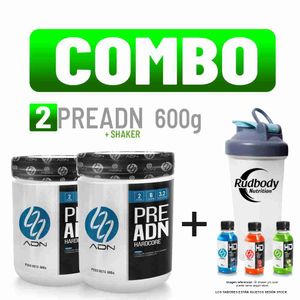 Combo Adn Nutrition - 2 Preadn Hardcore 600gr Naranja + Shaker