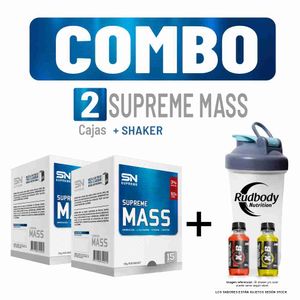 Combo Supreme Nutrition - 2 Supreme Mass Caja 15 Unid Vainilla + Shaker