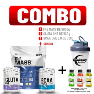 Combo INN - One Mass 5000gr Chocolate + Gluta One 500gr + Bcaa One 6.0 500gr Fruit Punch + Shaker