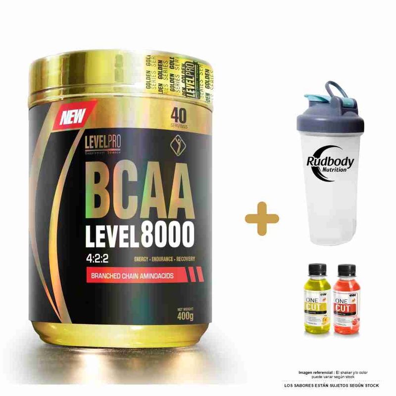 Aminoácidos Level Pro Bcaa Level 8000 400gr Blueberry + Shaker Real Plaza