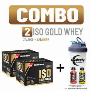 Combo Level Pro - 2 Iso Gold Whey Caja 15 Unid Strawberry + Shaker