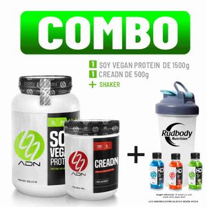 Combo Adn Nutrition - Soy Vegan Protein 1500gr Vainilla + Creadn 500gr + Shaker