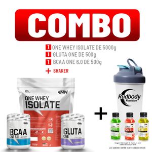 Combo INN - One Whey Isolate 5000gr Vainilla + Gluta One 500gr + Bcaa One 500gr Fruit Punch + Shaker