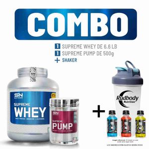 Combo Supreme Nutrition - Supreme Whey 6.6 Libras Chocolate + Supreme Pump 500gr Watermelon + Shaker