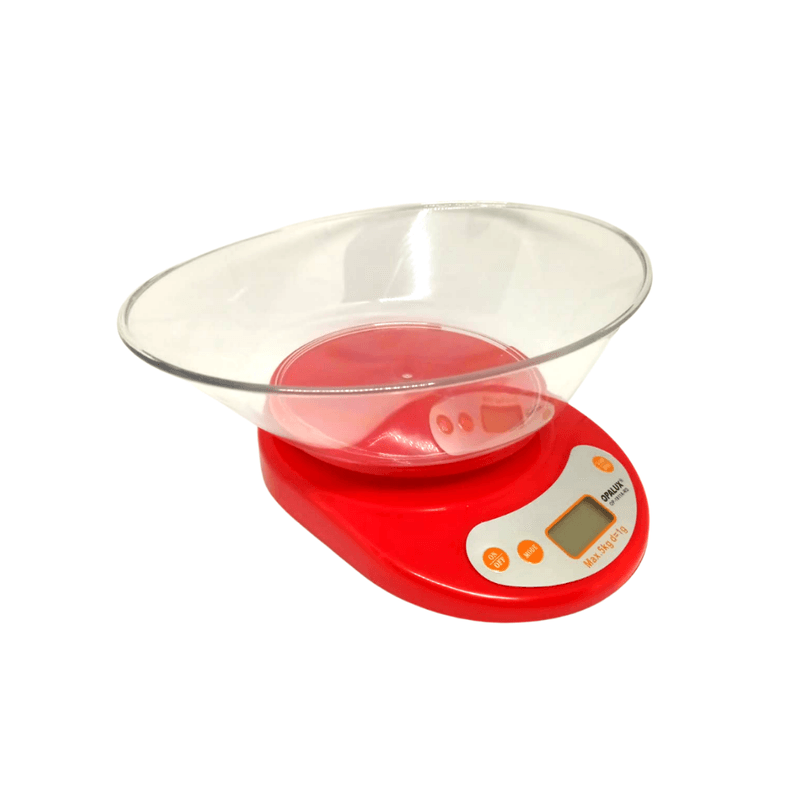 Balanza Digital Gramera para Cocina Opalux 1g a 5kg Rojo Real Plaza