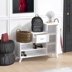 Zapatera Aparador Retro Coraline Color Blanco con Patas Blancas