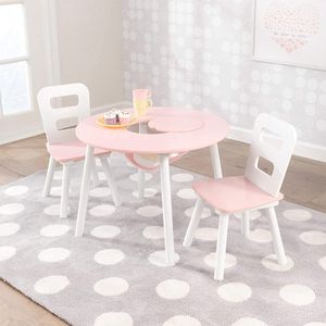 Set infantil mesa + 2 sillas Blanco y Rosa