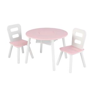Set infantil mesa + 2 sillas Blanco y Rosa