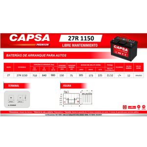 Batería para Auto CAPSA 27R 1150/15PLC BR