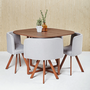 Juego de Comedor Ahorra Espacio 4 Sillas Gris