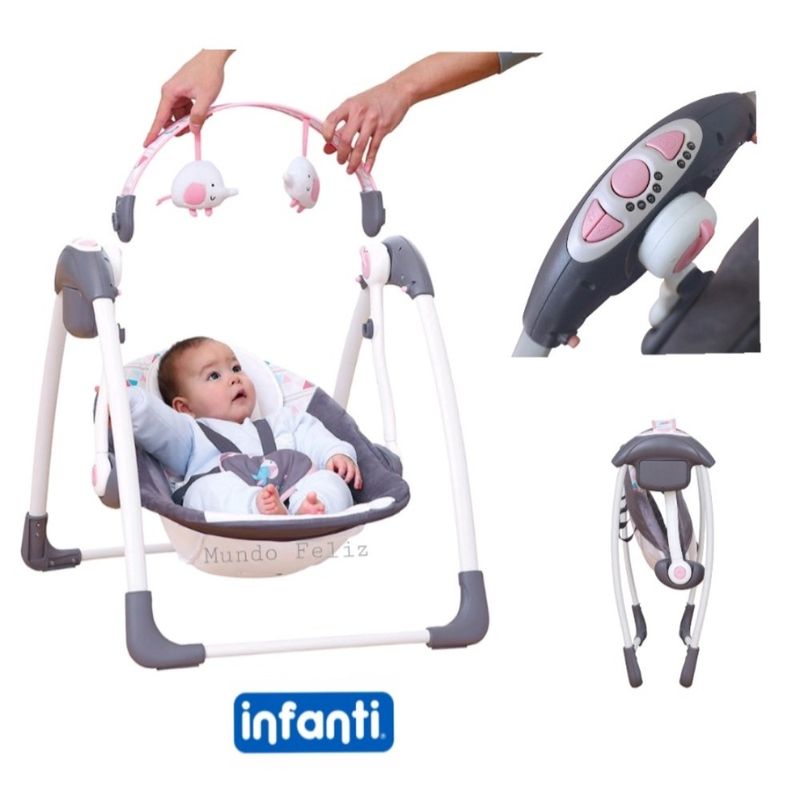 Mecedora Columpio para Bebe Electrico Infanti Rosado Real Plaza