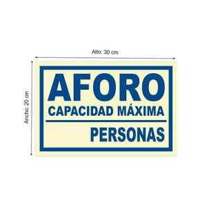 Señal de Aforo Capacidad Máxima Fotoluminiscente 20x30cm
