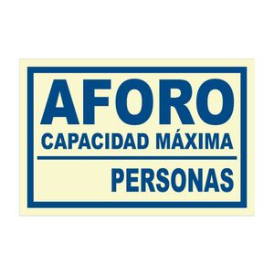 Señal de Aforo Capacidad Máxima Fotoluminiscente 20x30cm
