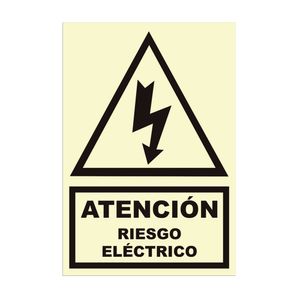 Señal de Riesgo Eléctrico Fotoluminiscente 22x15cm