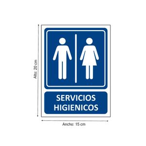 Señal de Servicios higiénicos Mixto 20x15cm