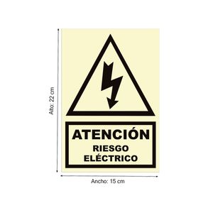 Señal de Riesgo Eléctrico Fotoluminiscente 22x15cm