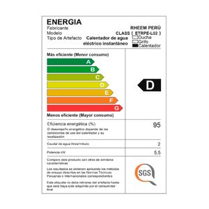 Rapiducha Eléctrica Rheem Class Display Led 5500W Gris