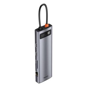 Hub Baseus USB Tipo-C 11 puertos, 3 x USB 3.0, 2 x HDMI, Tipo-C PD, SD/TF, RJ45, VGA, 3.5 mm