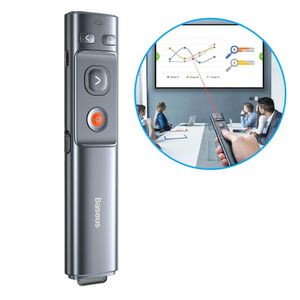 Presentador inalámbrico Baseus WKCD000013, receptor usb Tipo-C, láser rojo, recargables, gris