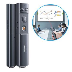 Presentador inalámbrico Baseus ACFYB-0G, receptor usb Tipo-A/Tipo-C, láser rojo, usa pilas, negro
