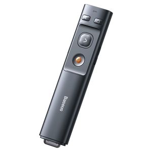 Presentador inalámbrico Baseus ACFYB-0G, receptor usb Tipo-A/Tipo-C, láser rojo, usa pilas, negro