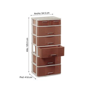 Cómoda Comodina Mimbre Ratán #6 Beige Cerezo