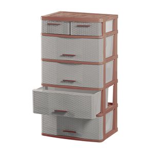 Cómoda Comodina Mimbre Ratán #5 Cerezo Beige