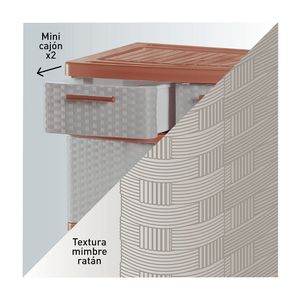Cómoda Comodina Mimbre Ratán #4 Cerezo Beige