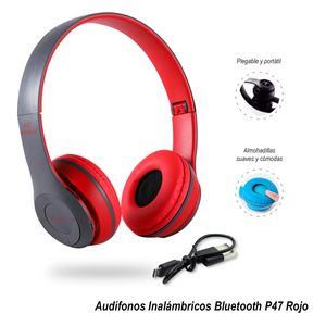 Audífonos Inalámbricos Bluetooth P47 Rojo
