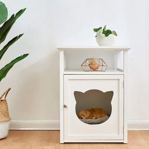 Mesa Auxiliar y Cama para Mascota Perro/Gato Perola Blanco 64cm