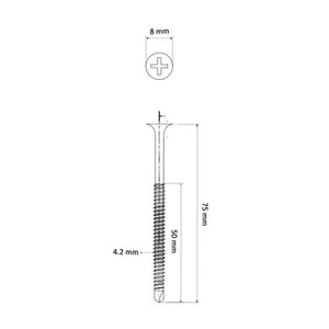 Tornillo galvanizado autoperforante 8"x 3"x 75mm x 100