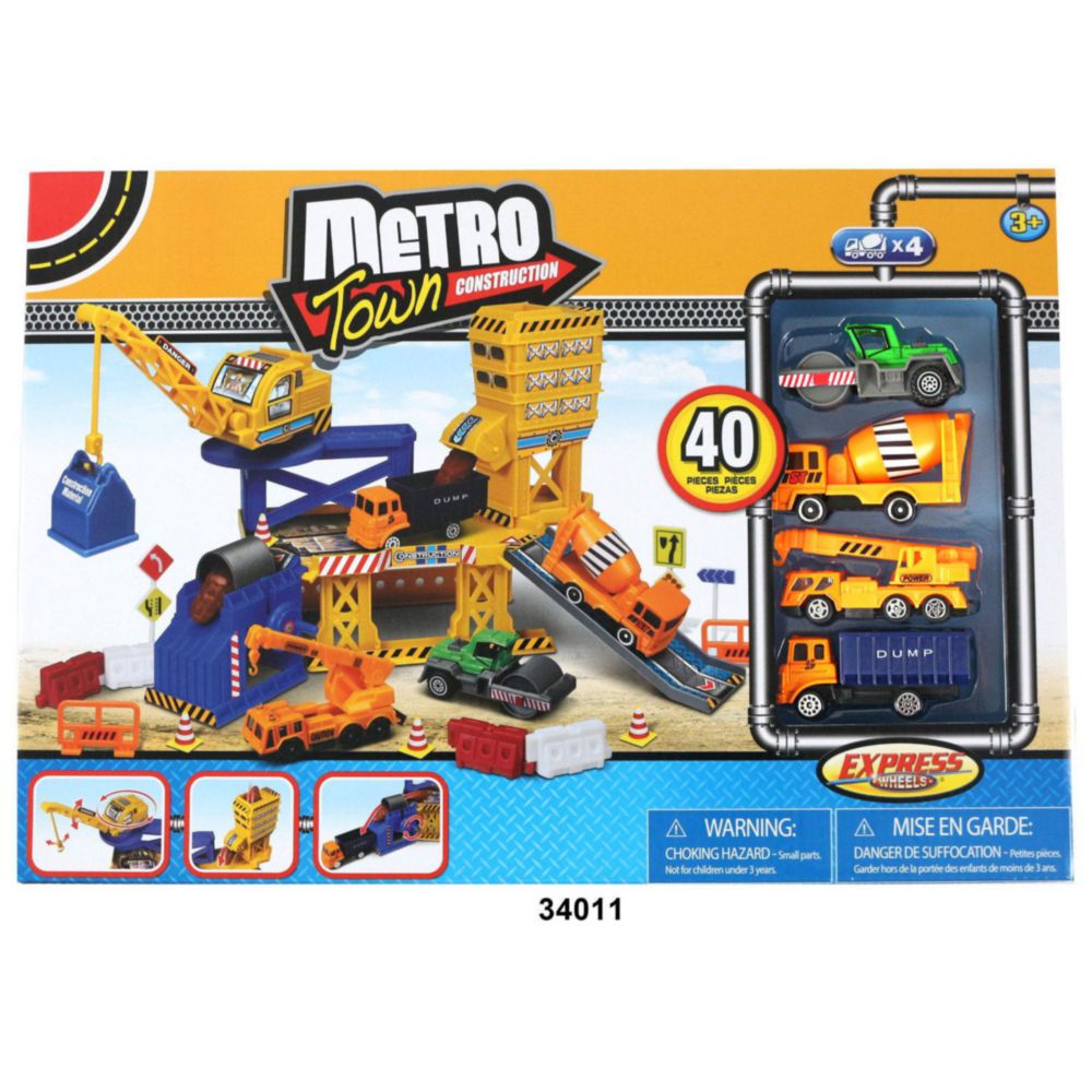Set De Juego Express Wheels Construcción Metro Town Con 40 Piezas