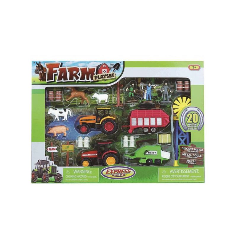 Set De Juego Express Wheels 20 Piezas De Granja Tractor Rojo 32019