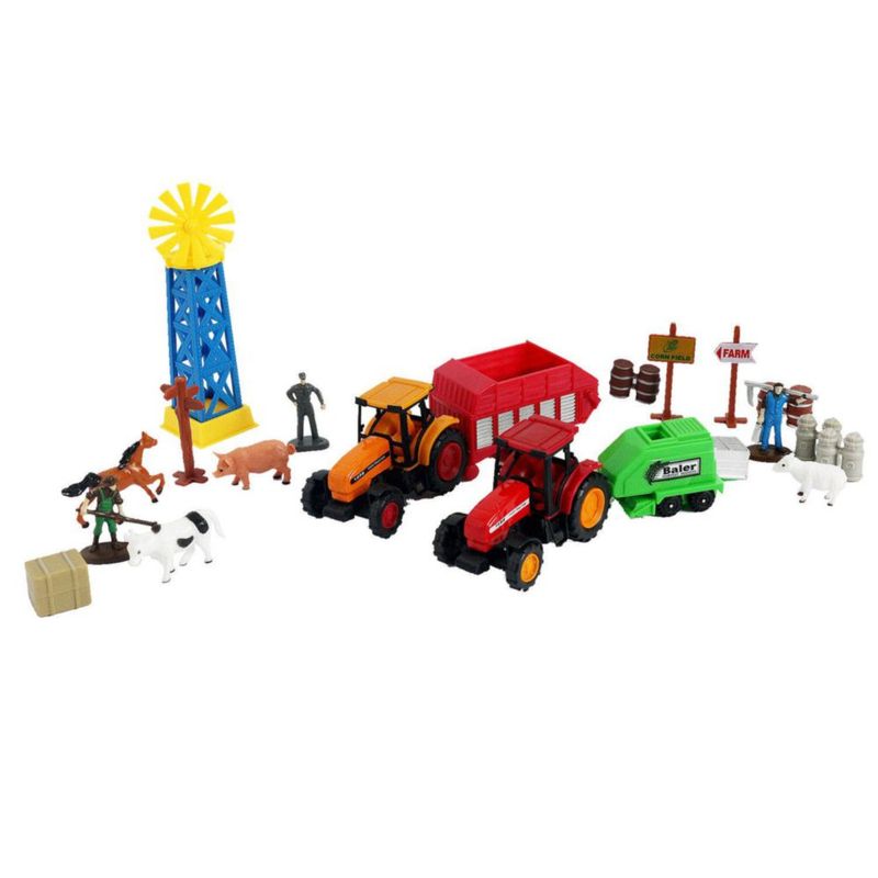 Set De Juego Express Wheels 20 Piezas De Granja Tractor Rojo 32019