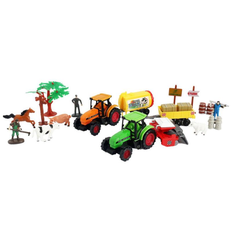 Set De Juego Express Wheels 20 Piezas De Granja Tractor Verde 32019