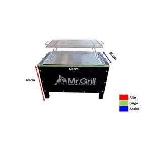 Caja China Mediana Mr. Grill Sr Acero Galvanizado + Parrilla + Guantes Negros